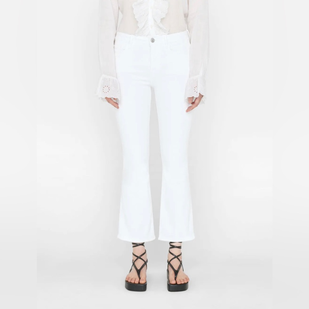 FRAME sz 28 Le Crop Mini Boot Snake Jean - Blanc Snake Foil NWT
